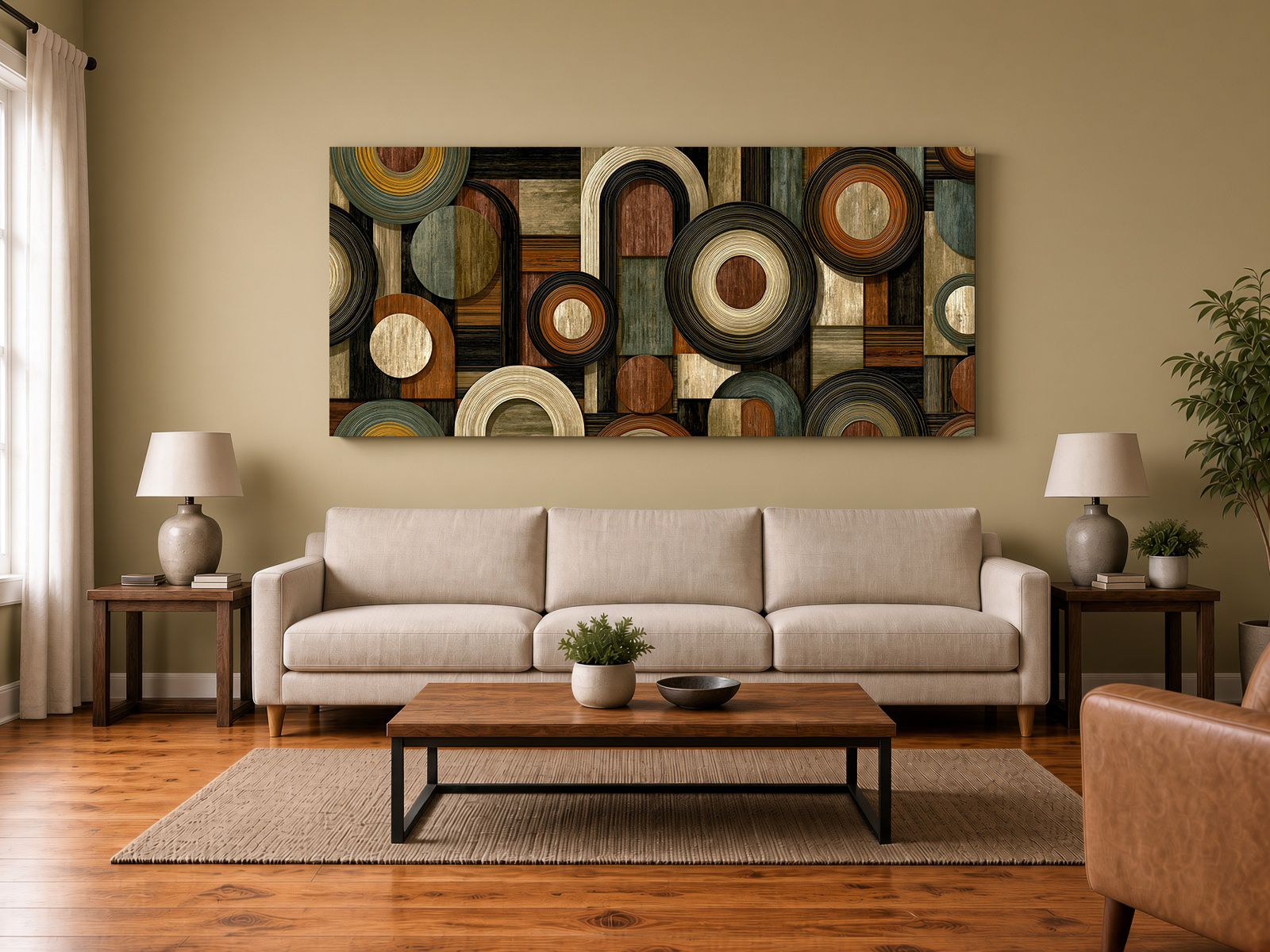 Mid-Century Modern Geometric Marquetry Fine Art Print