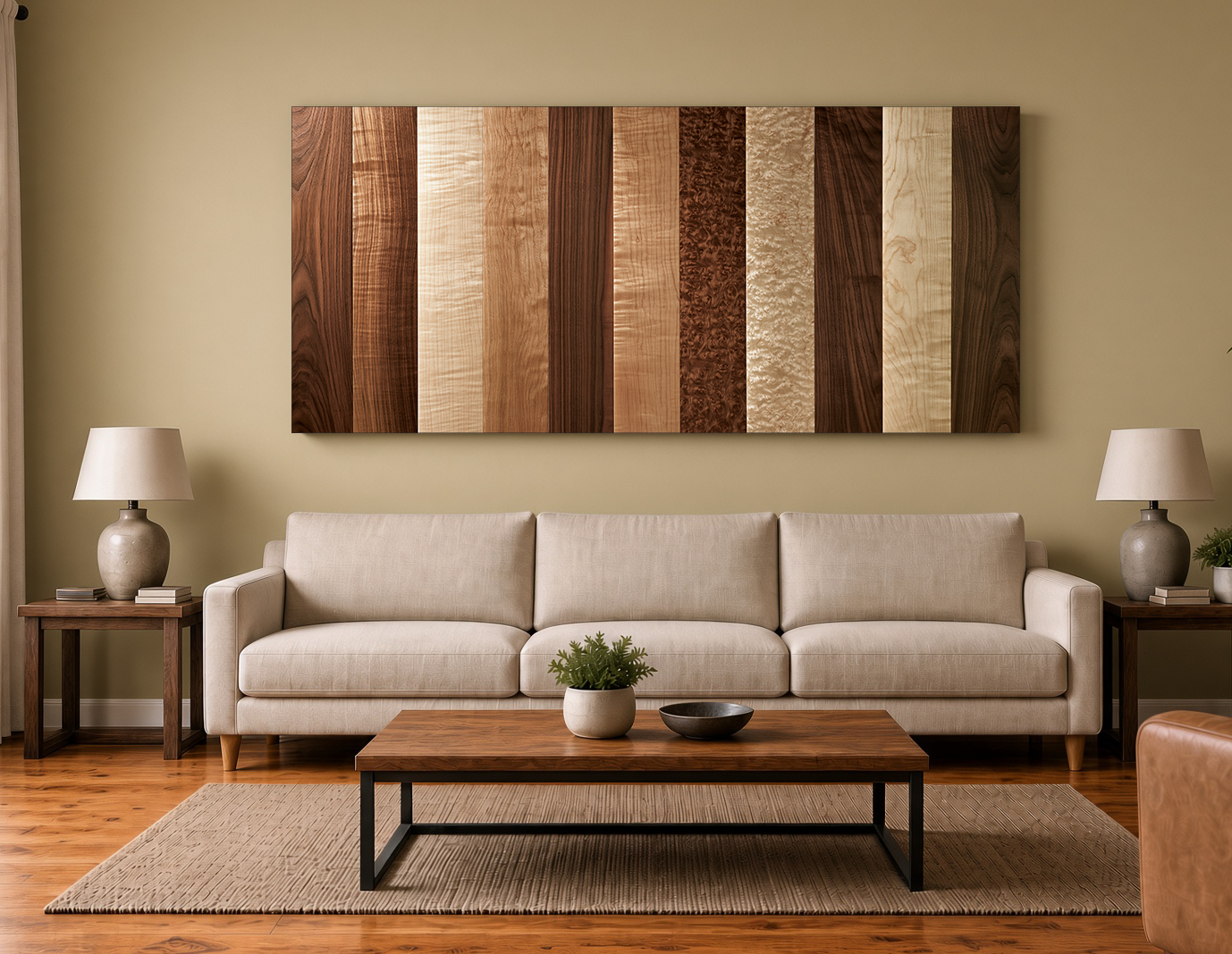 Vertical Veneer Flitches: Modern Architectural Wood Marquetry