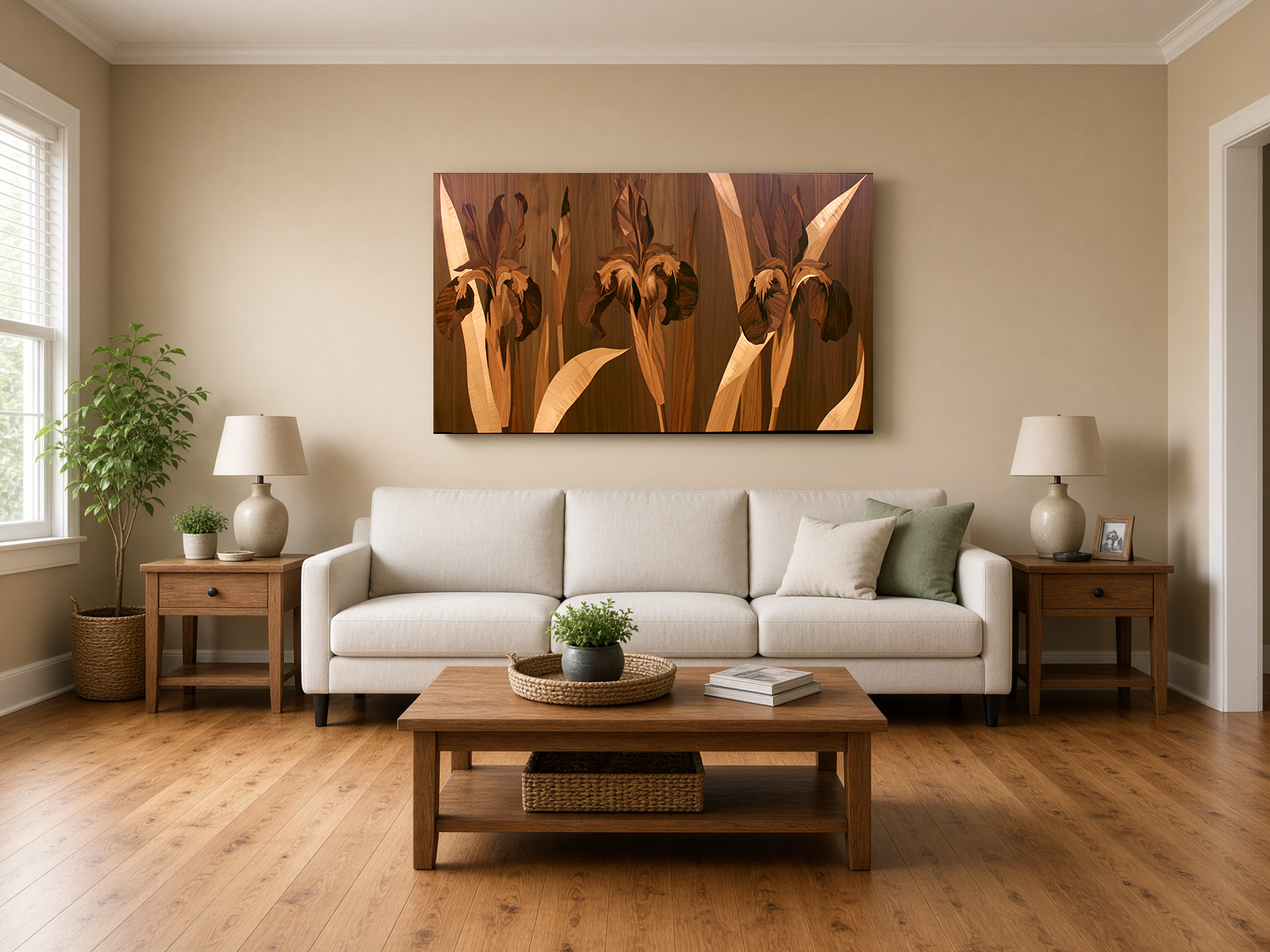 Wood Intarsia Louisiana Iris Wall Art Print