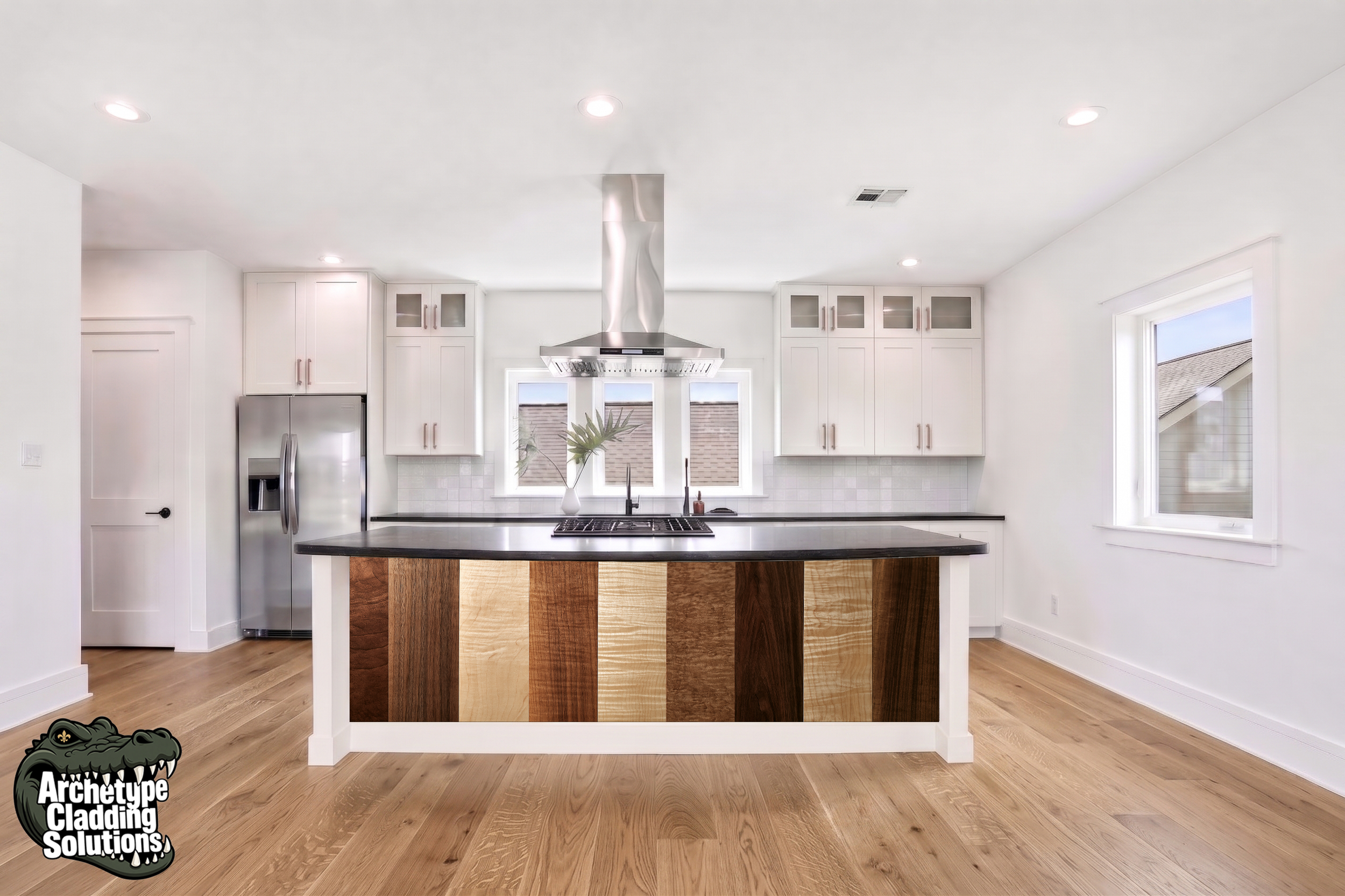 Mixed Species Planks – Architectural Kitchen Island Cladding