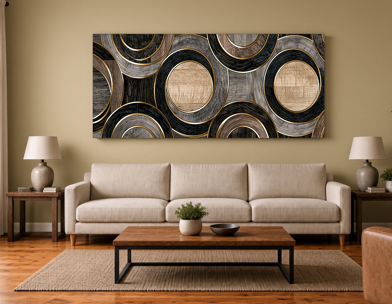 Circular Geometric Marquetry: Modern Wood Medallion
