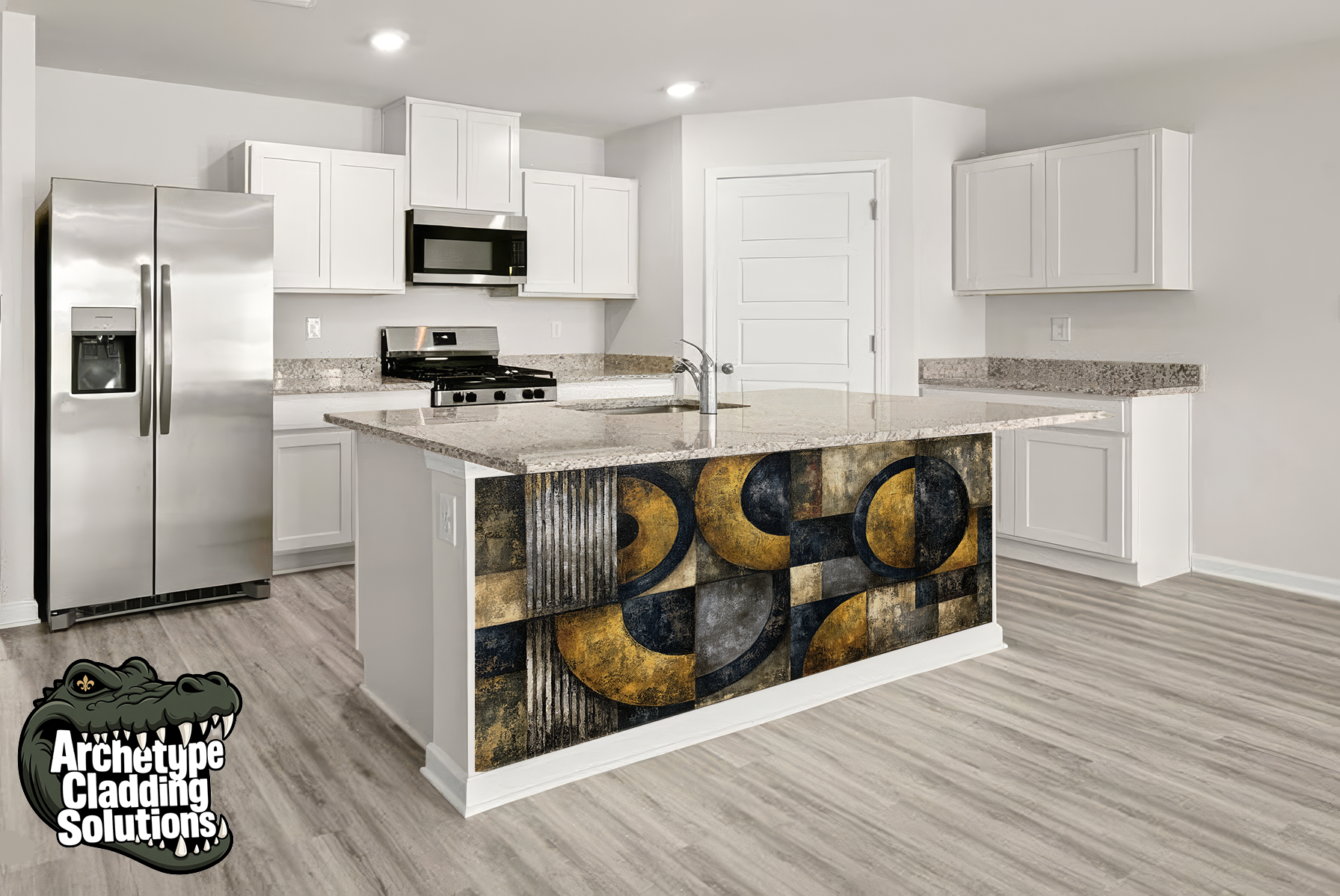 Gold Navy Deco – Architectural Kitchen Island Cladding