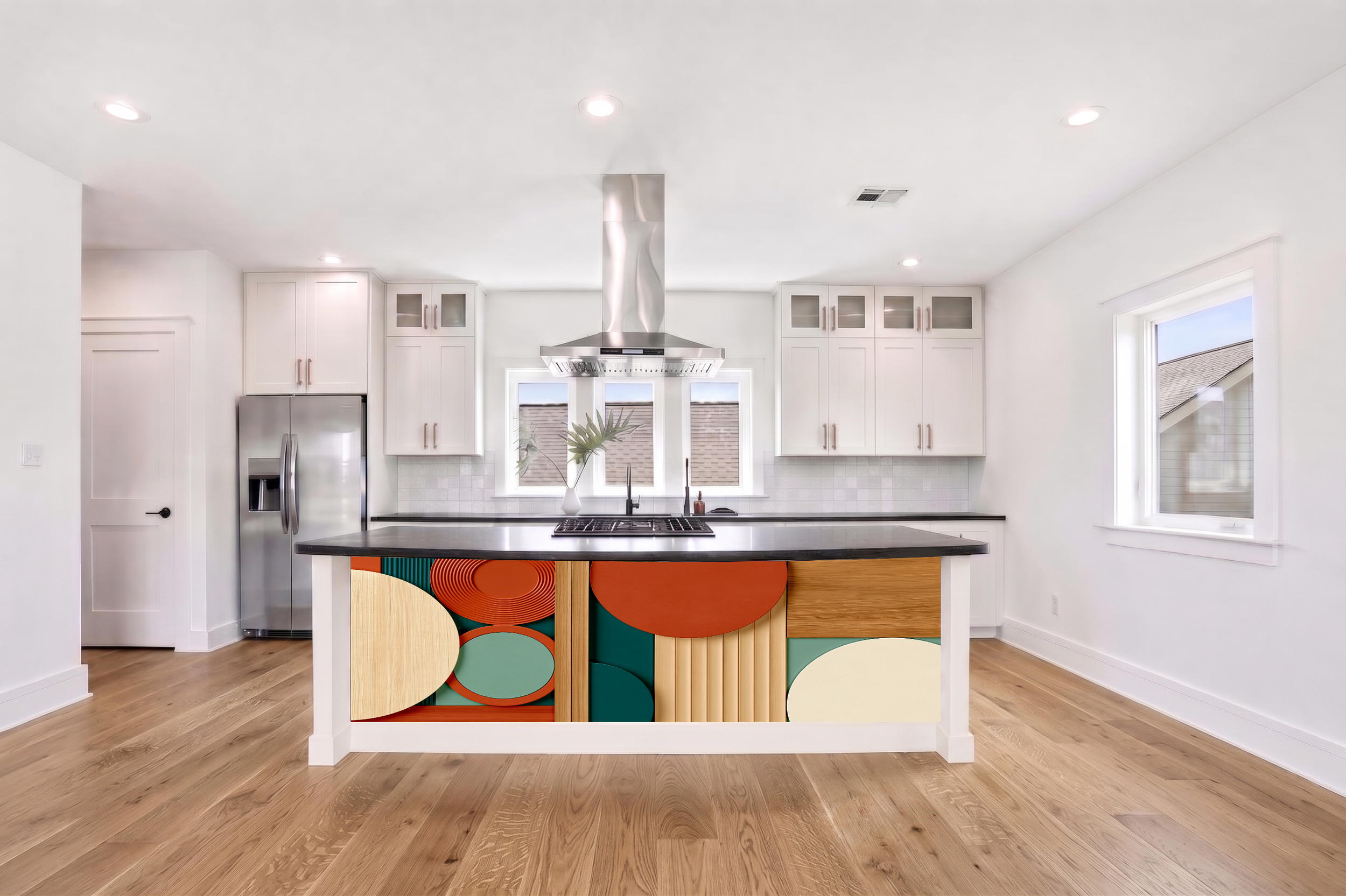 Teal, Copper & Ochre Arch Abstract – Architectural Cladding Panels (Copy)