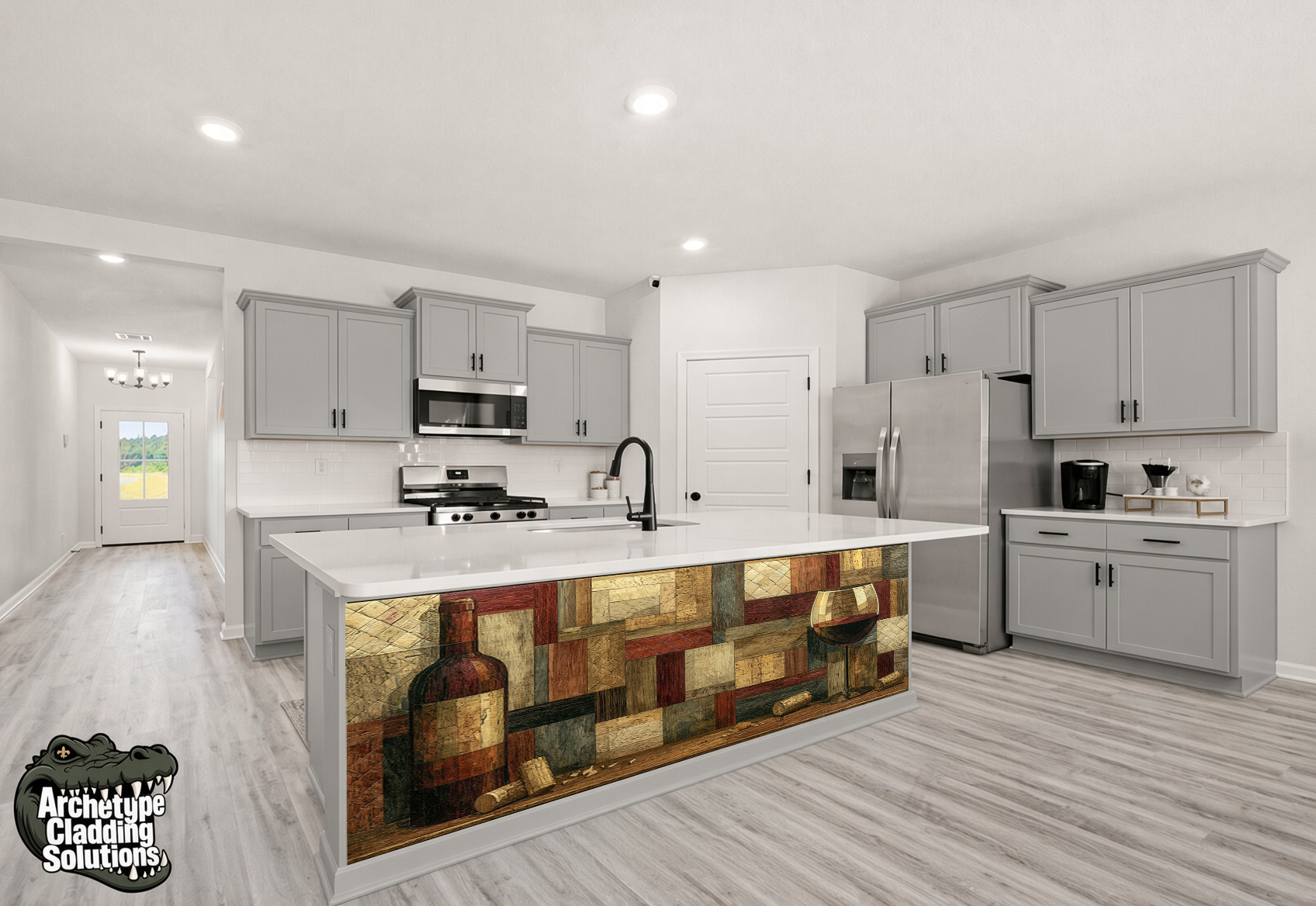 Wine & Dine Parquet – Architectural Kitchen Island Cladding