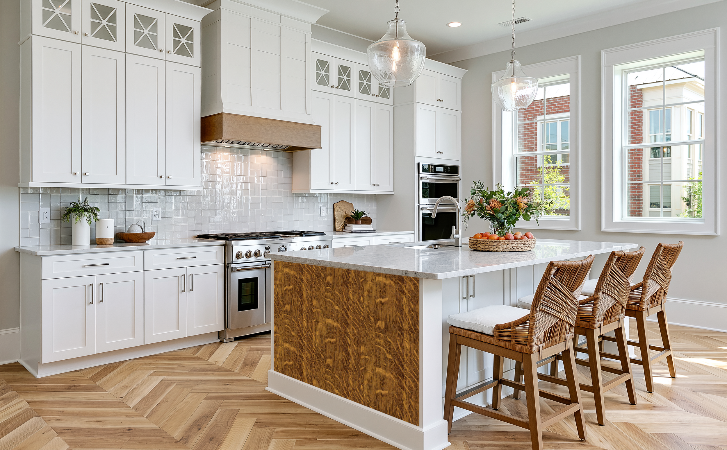 Custom Color Modern Tiger Oak Grain II – Architectural Kitchen Island Cladding (Copy)