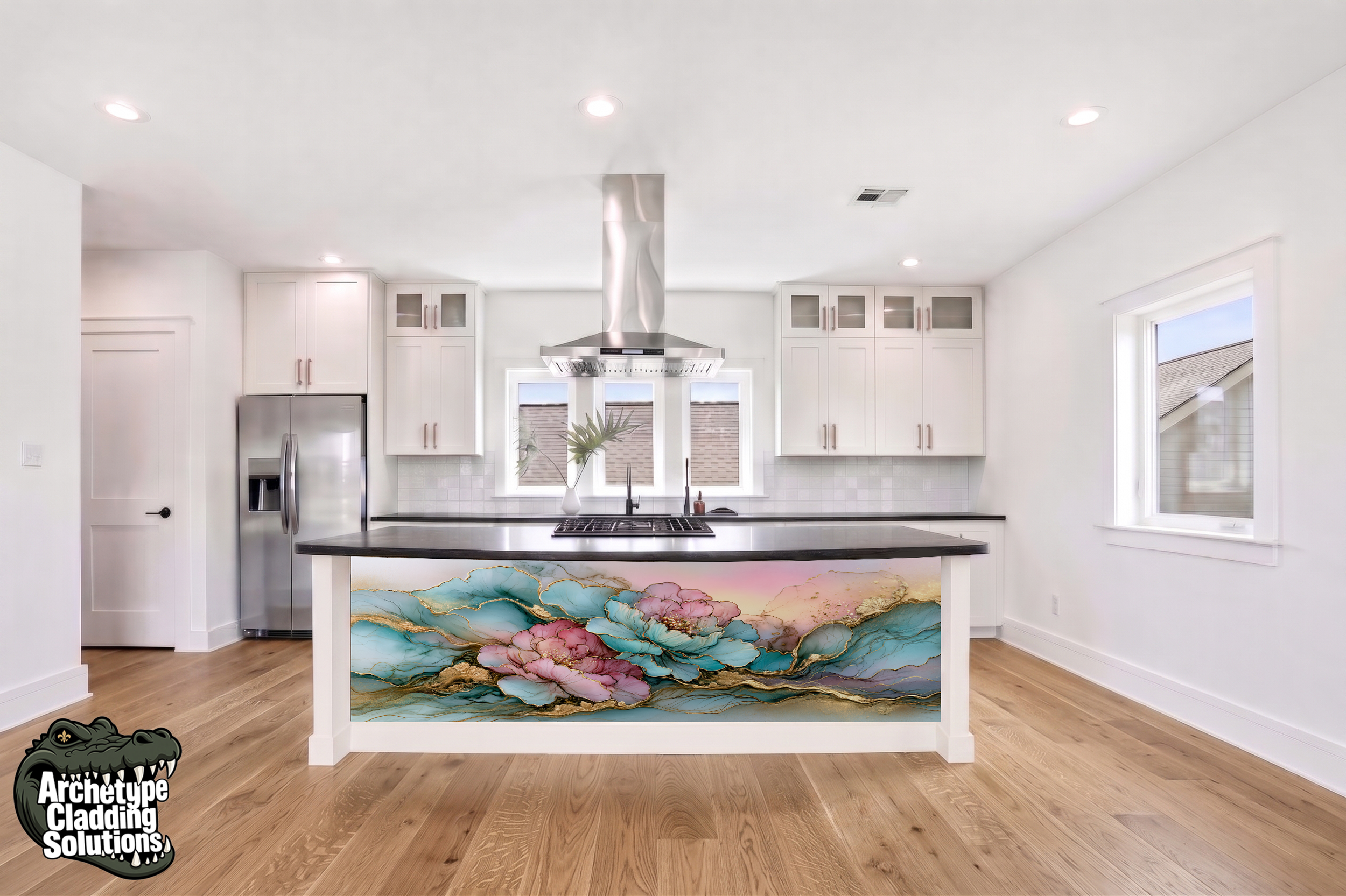 Pastel Teal & Blush Gold Liquid Agate – Architectural Cladding Panels