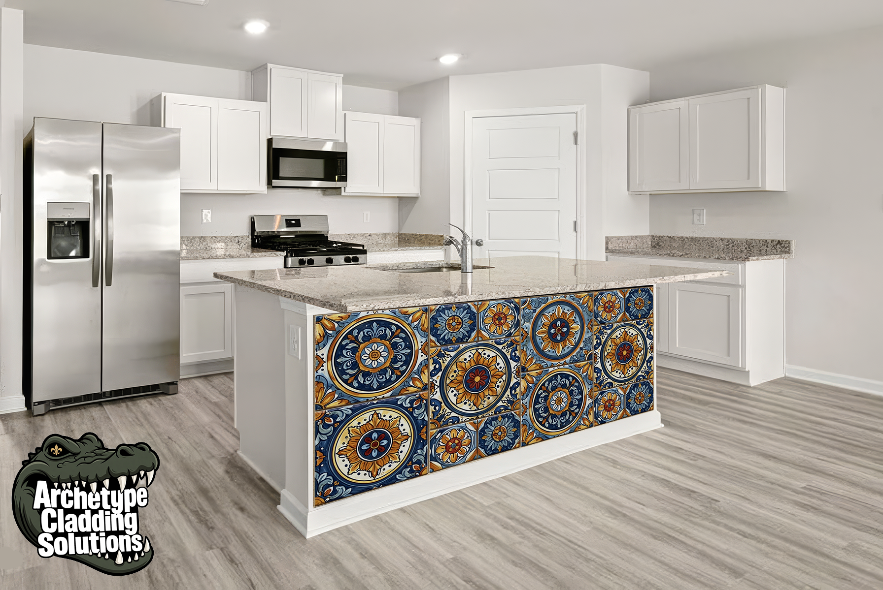 Mediterranean Encaustic Ceramic Tile Panel