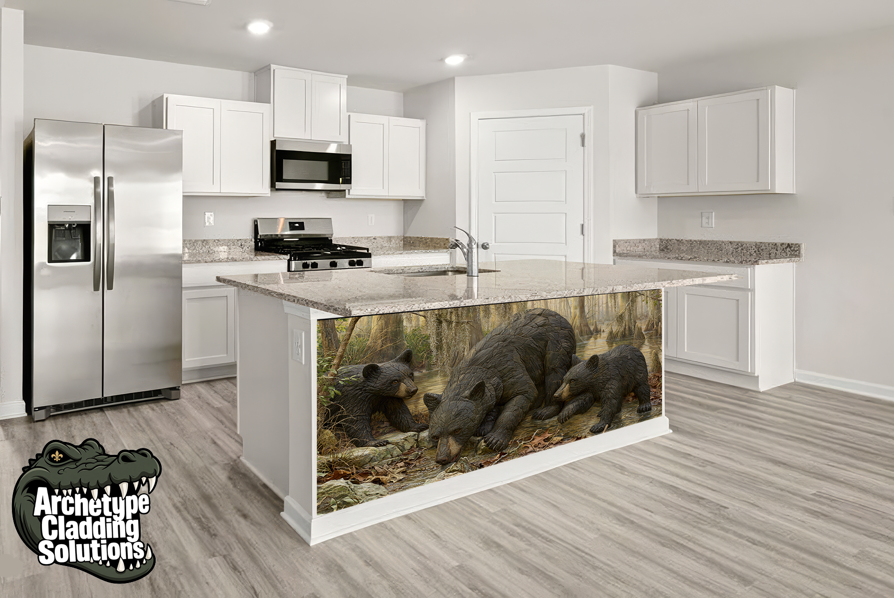 Louisiana Black Bear Teaching Cubs to Fish