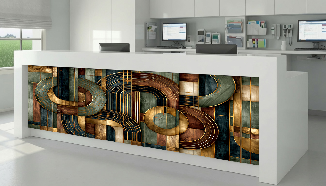 Emerald & Brass Concentric Arch Marquetry – Architectural Cladding Panels