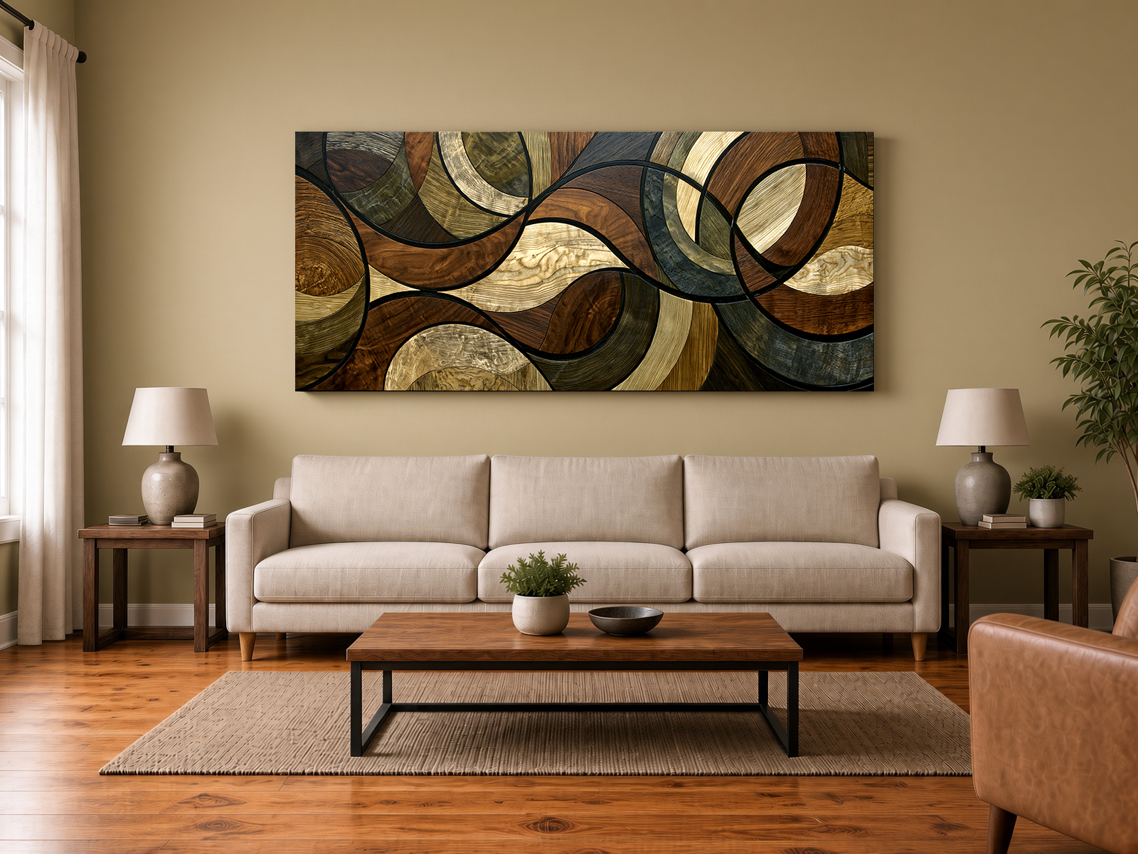 Flowing Timber Waves Abstract Marquetry Fine Art Print