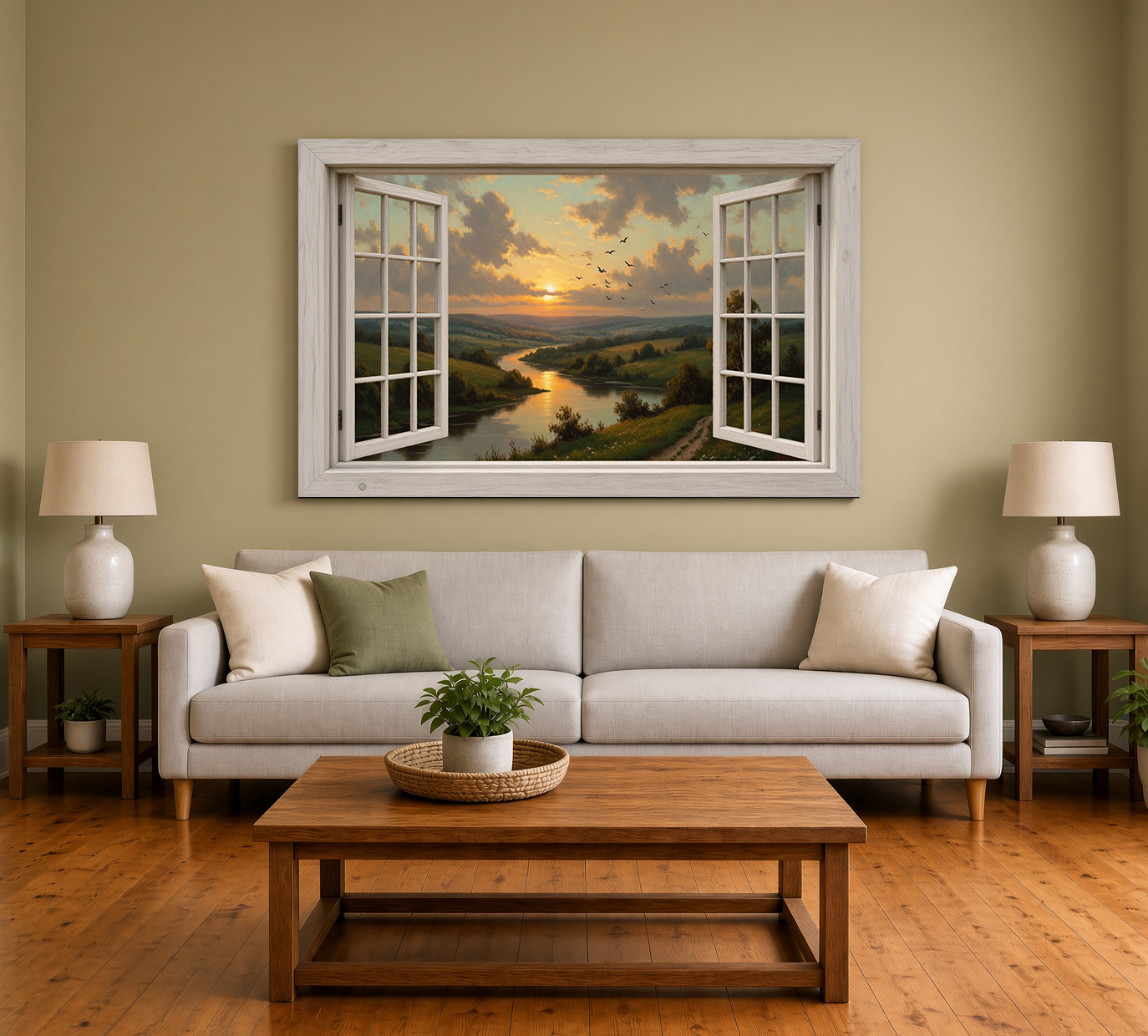 Rolling Hills & Winding River Sunset