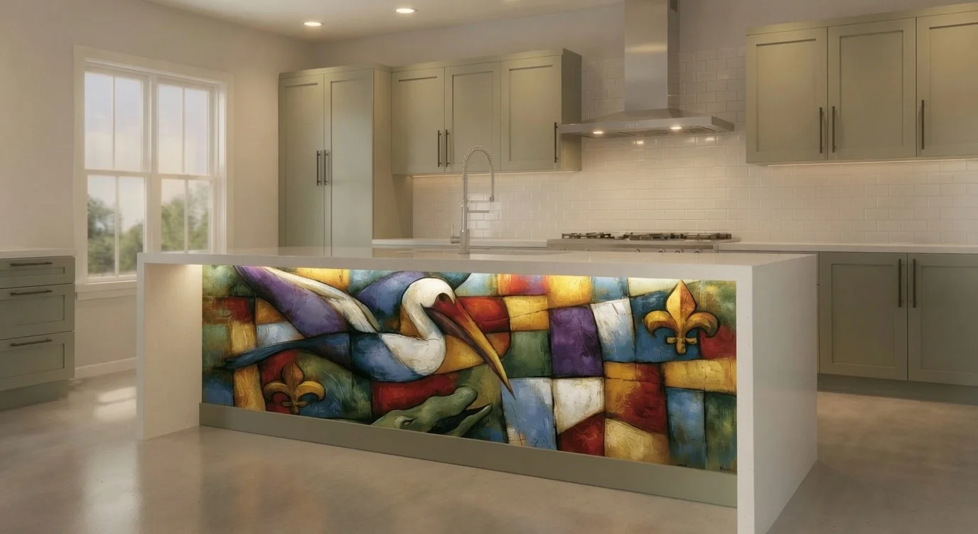 Pelican Alligator Mosaic – Architectural Kitchen Island Cladding