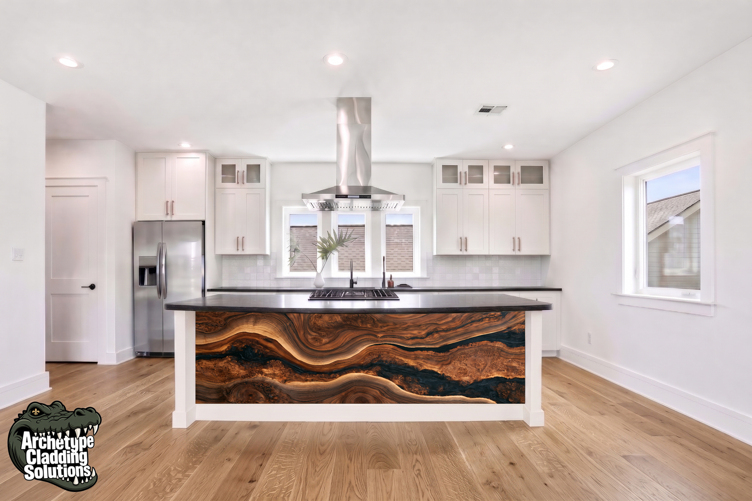 Walnut River Burl II – Architectural Kitchen Island Cladding
