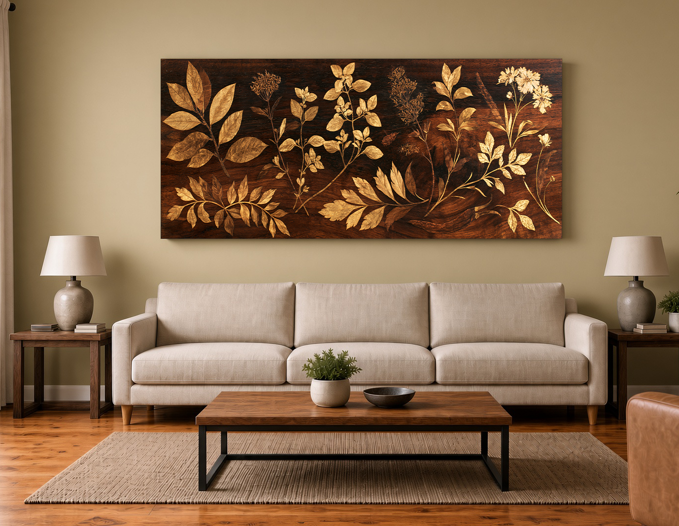 Painterly Wood Marquetry Floral Fine Art Print