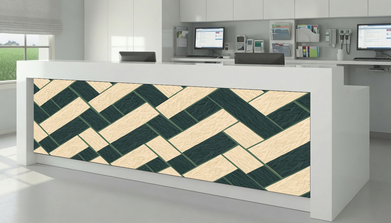 Diagonal Forest Green & Birch Marquetry – Architectural Cladding Panels