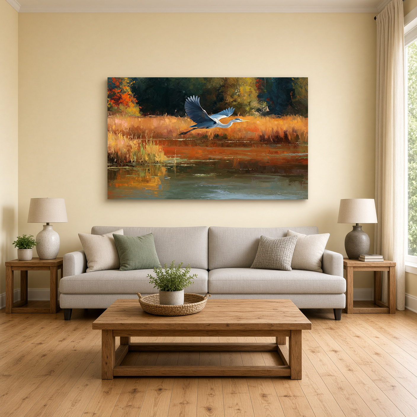 Autumn Cypress Bayou & Flying Blue Heron II