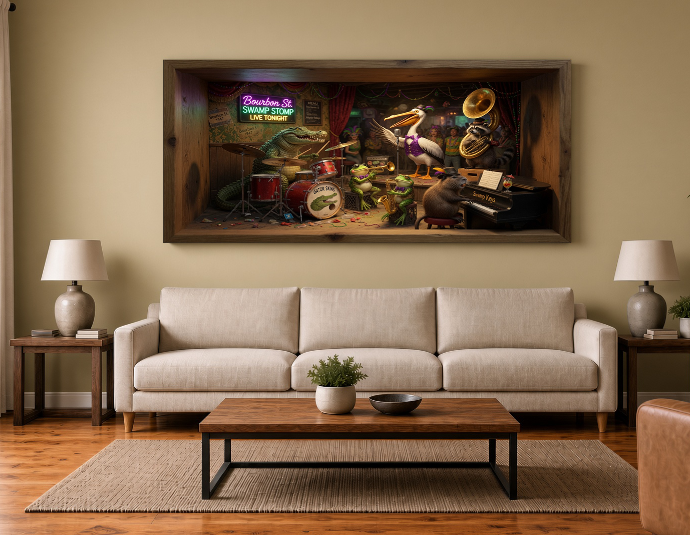 Louisiana Marsh Band 3D Shadow Box Wall Art Print