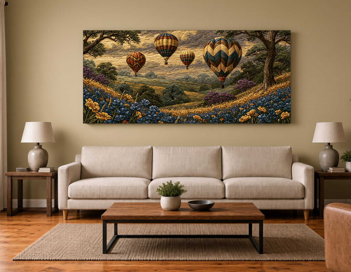Hot Air Balloons & Wildflowers: Wood Intarsia V