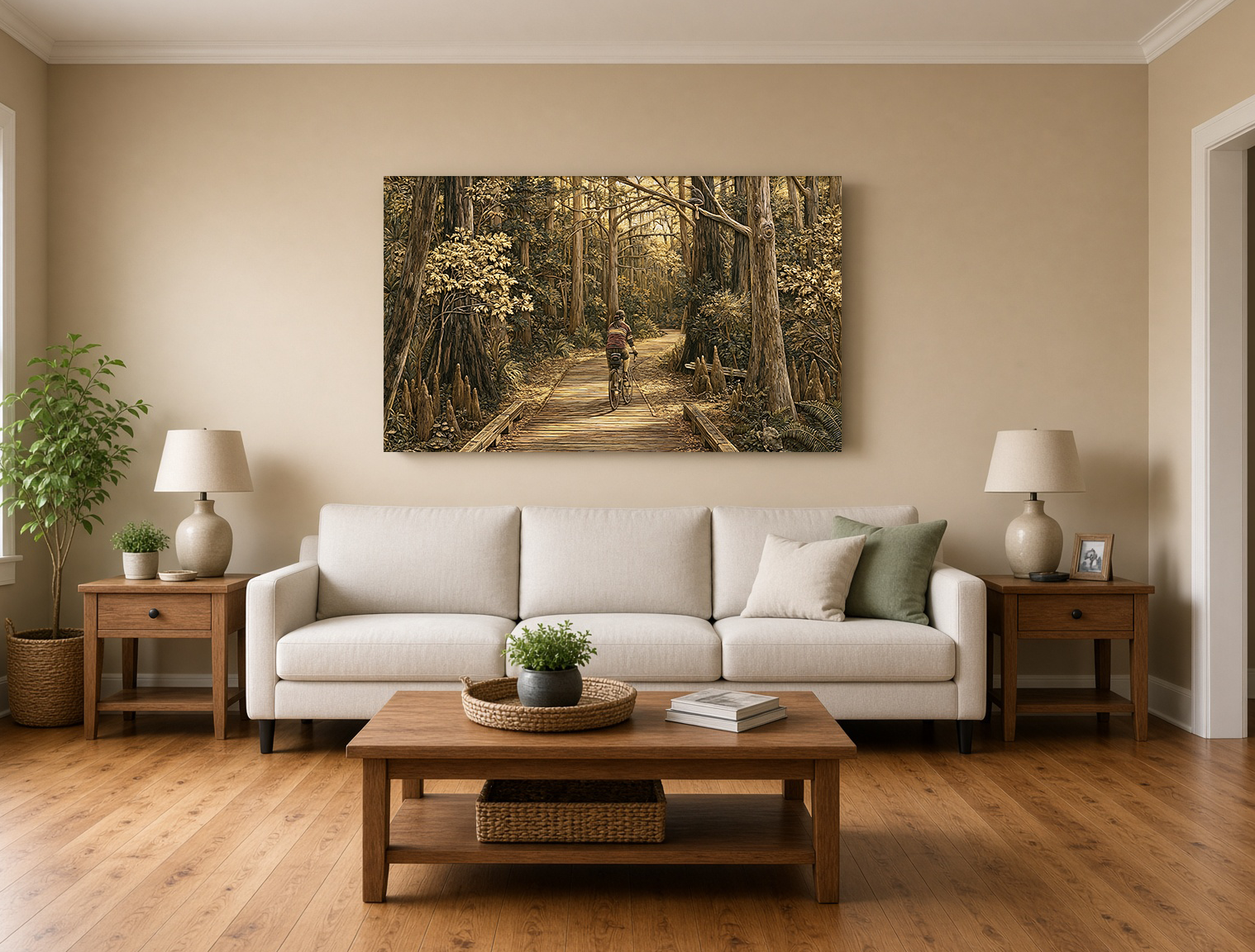 Painterly Wood Intarsia Rider on the Tammany Trace Wall Art