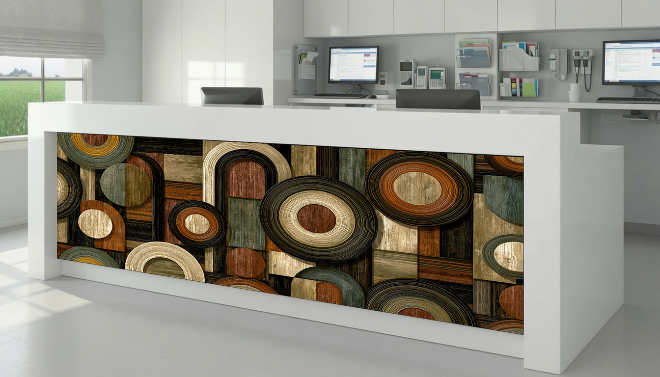 Dark Walnut & Amber Concentric Ring Marquetry – Architectural Cladding Panels