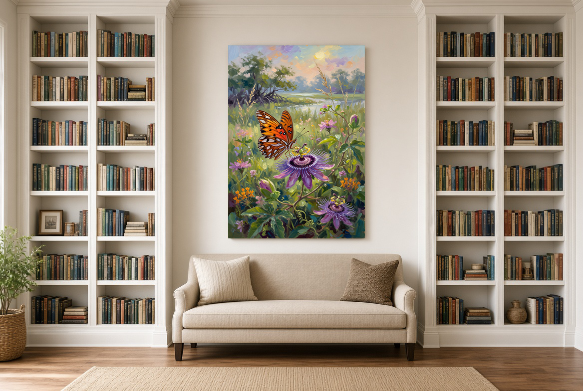 Passionflower and Louisiana Butterfly
