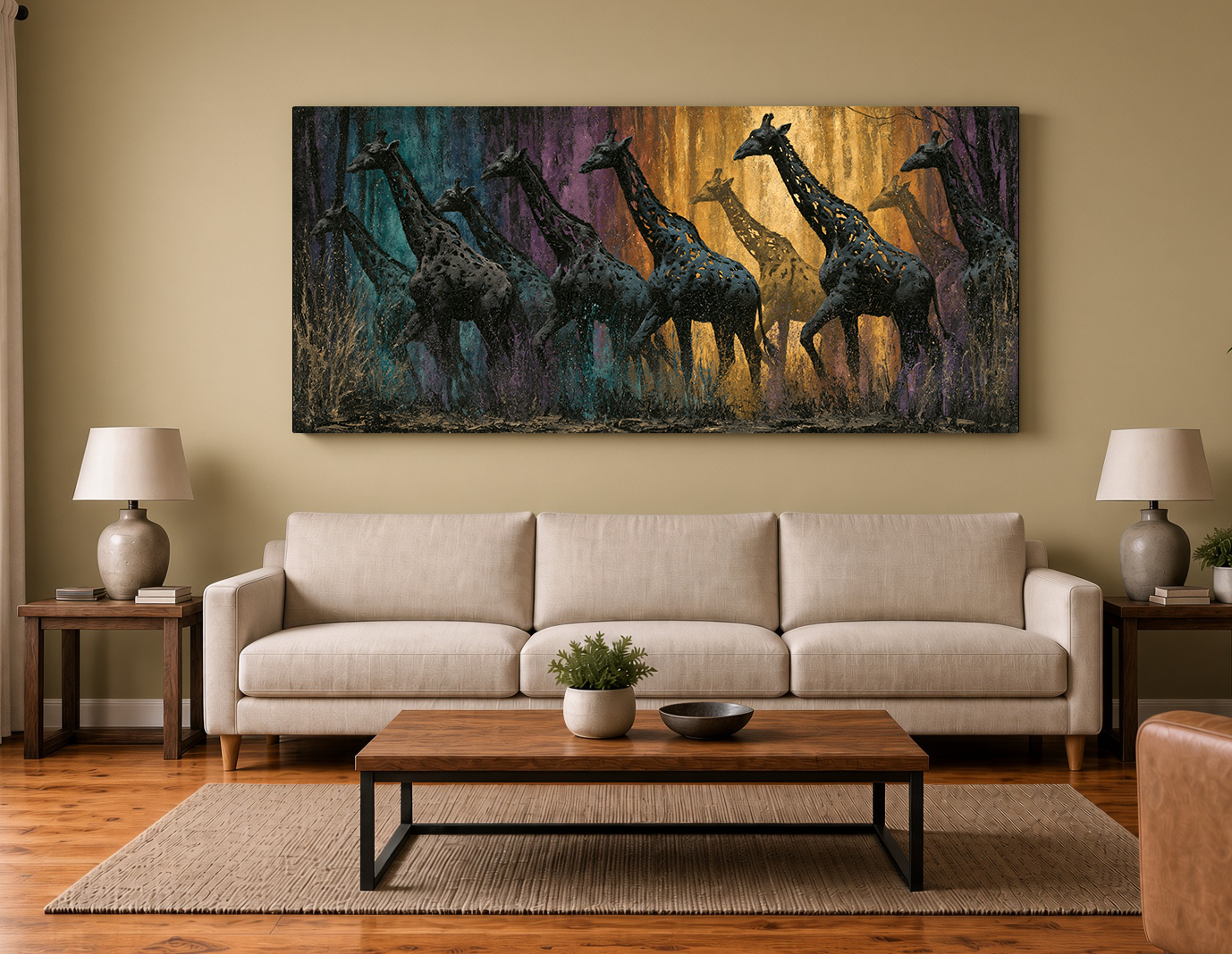 Prismatic Silhouette Giraffes: Modern Textured Wildlife Wall Art III (Copy)
