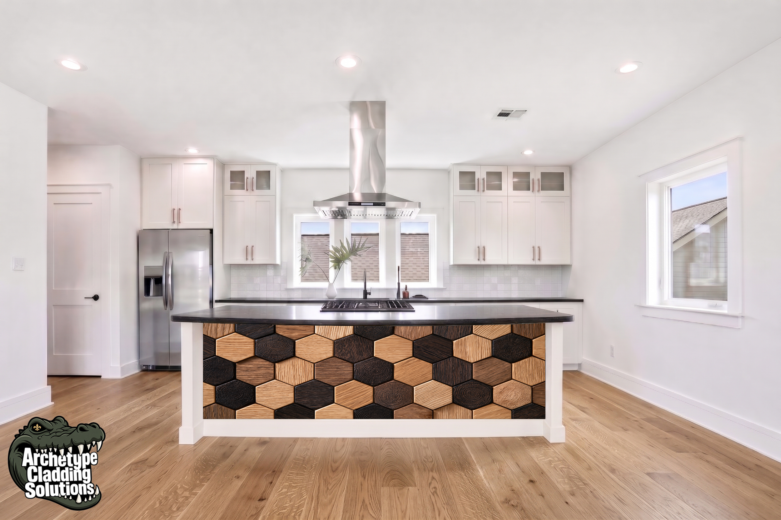 Oak Mix Hex – Architectural Kitchen Island Cladding