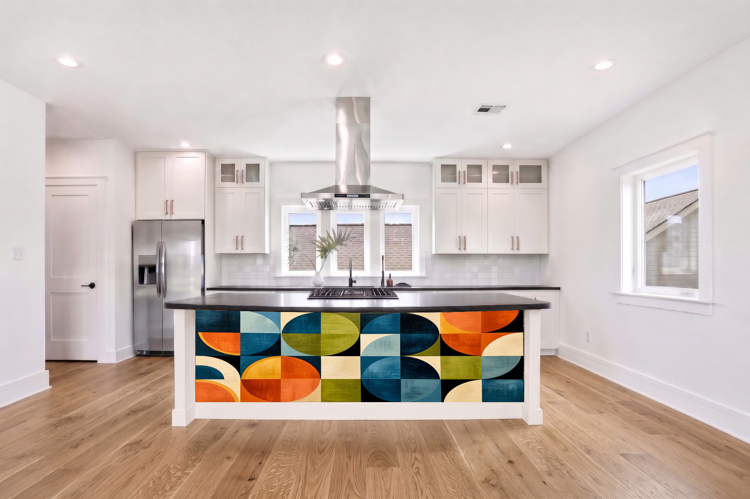 Teal, Orange & Olive Mid-Century Block – Architectural Cladding Panels