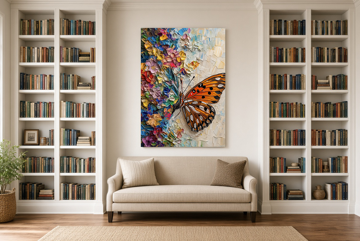 Butterfly on Impasto Blooms
