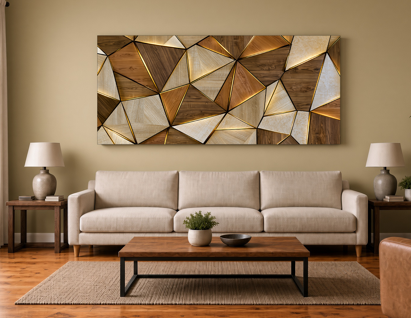 Triangular Tessellation: Dimensional Wood Marquetry