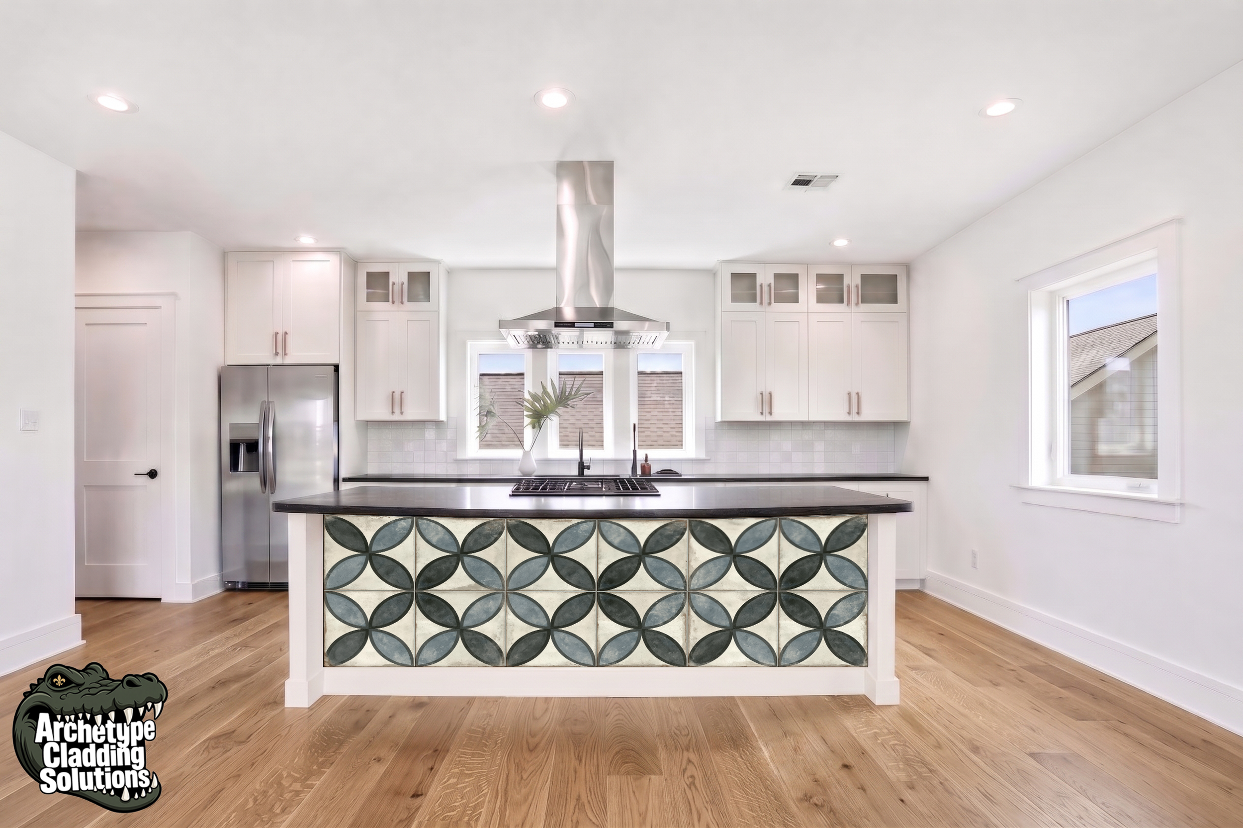 Slate Circle Tile – Architectural Kitchen Island Cladding