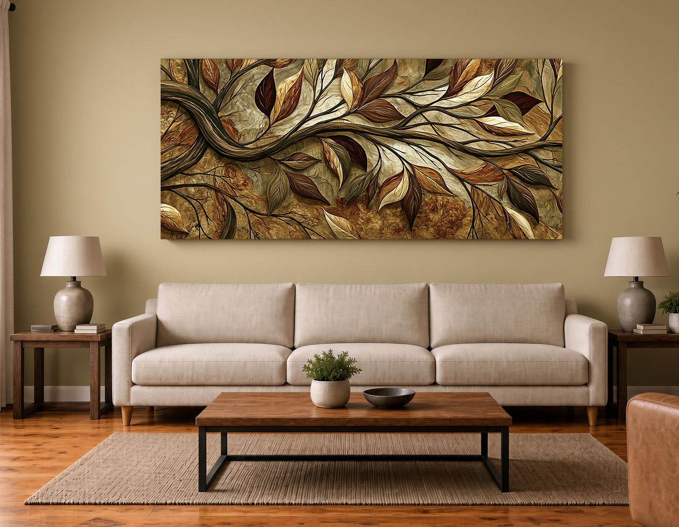 Lush Vine & Foliage Wood Intarsia Fine Art Print