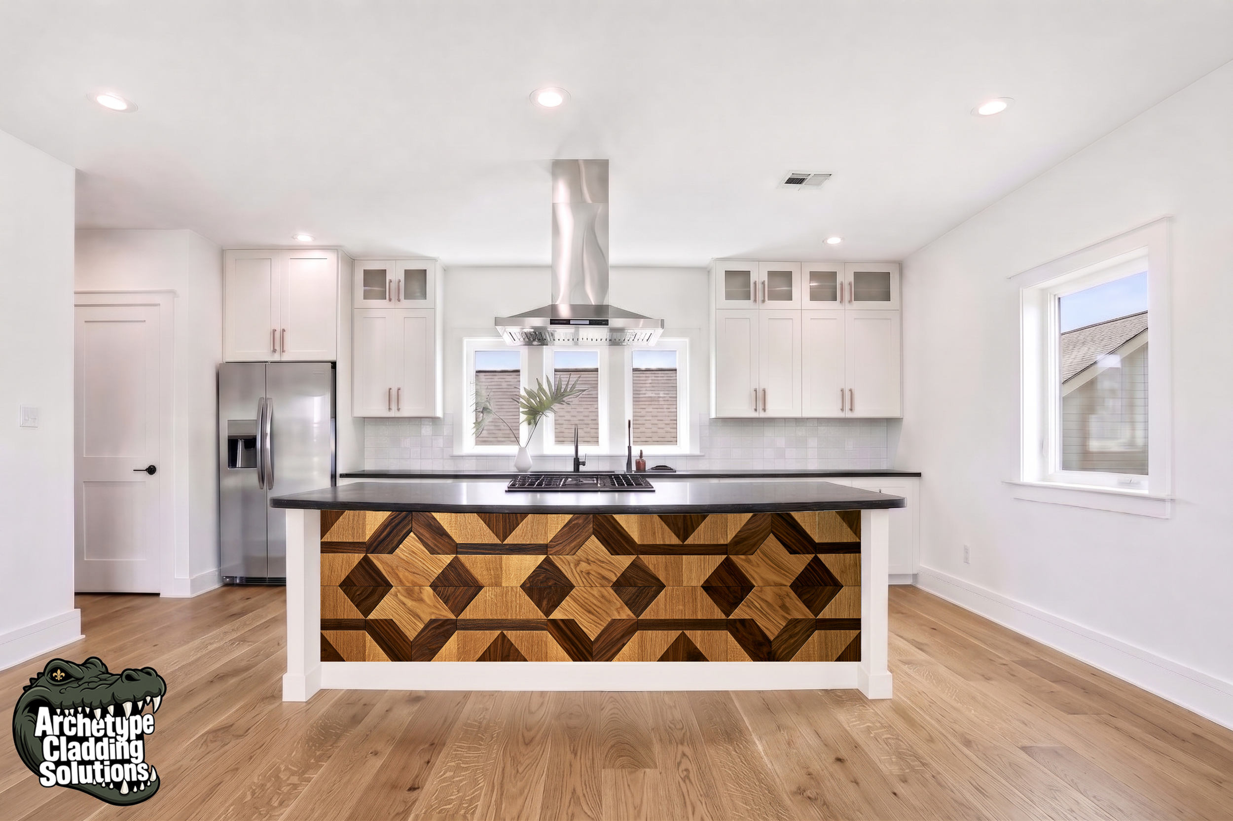 Starburst Parquet Inlay – Architectural Kitchen Island Cladding