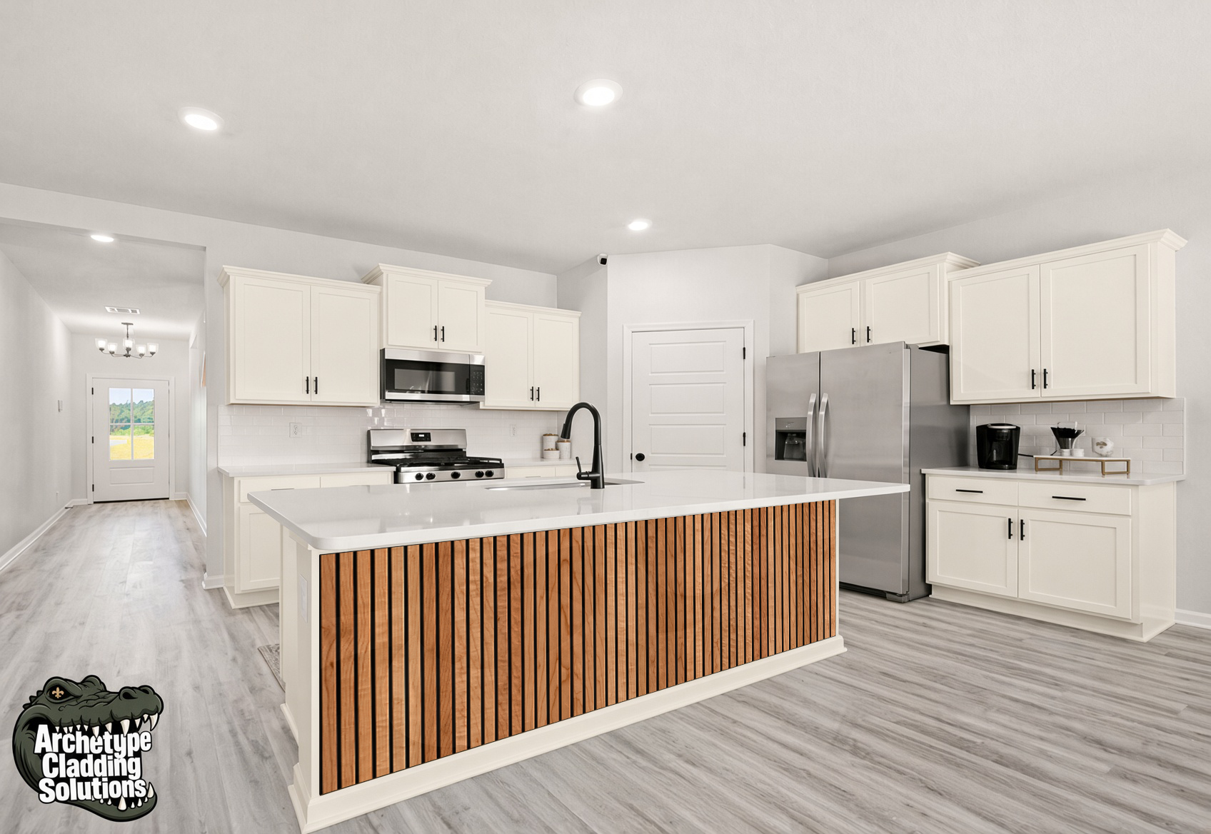 Warm Oak Vertical Slat – Architectural Cladding Panels