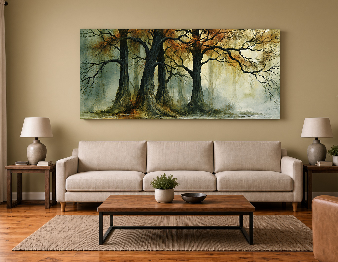 Painterly Winter Cypress Landscape Fine Art Print