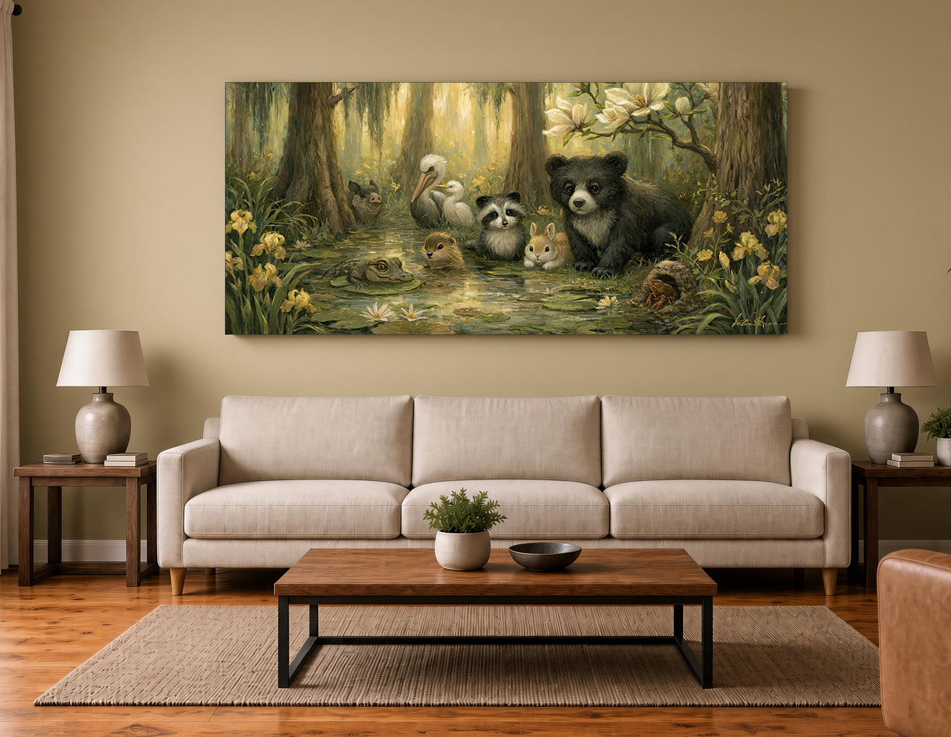 Louisiana Swamp Friends Wood Intarsia Fine Art Print III