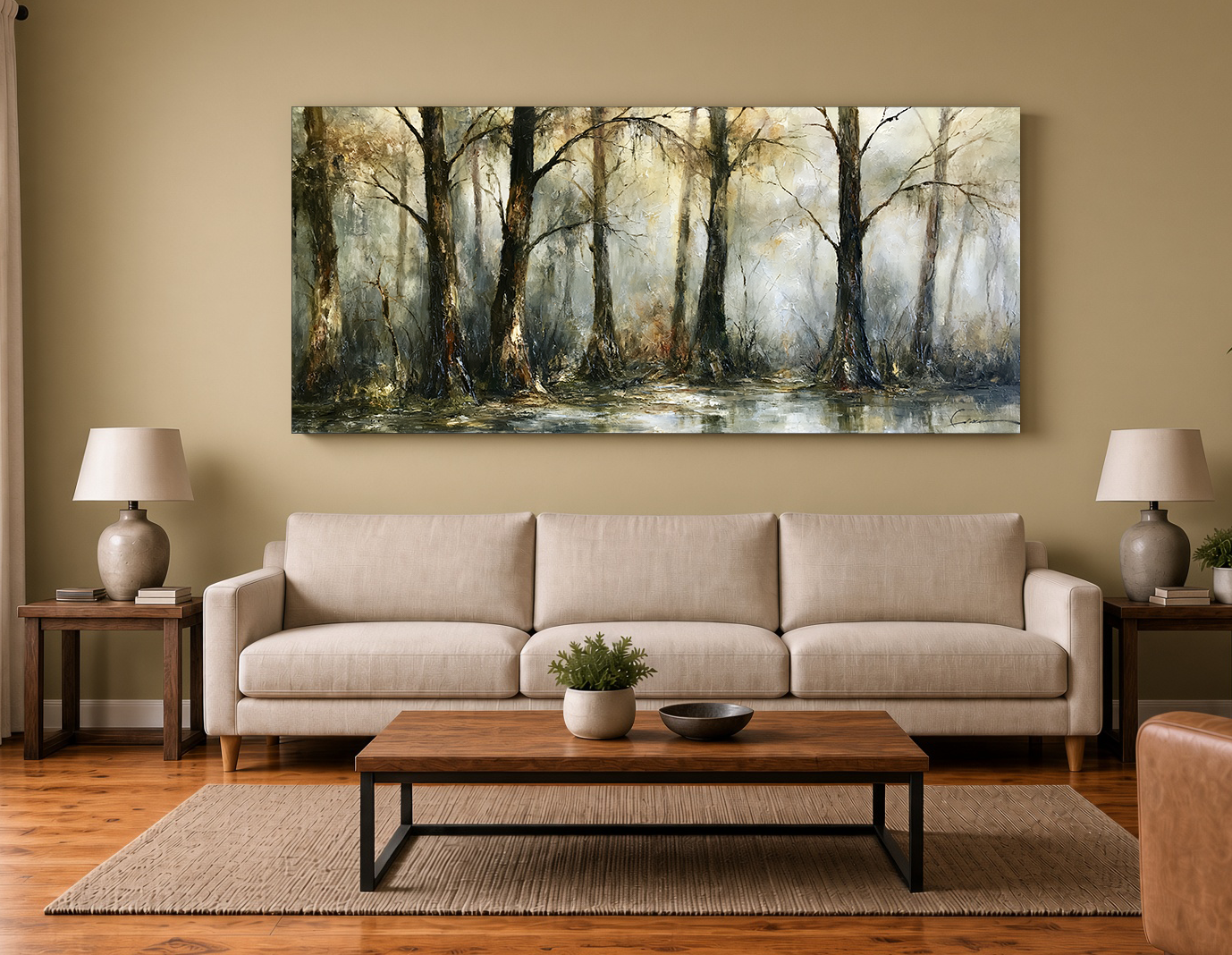 Painterly Winter Sycamore Landscape Fine Art Print