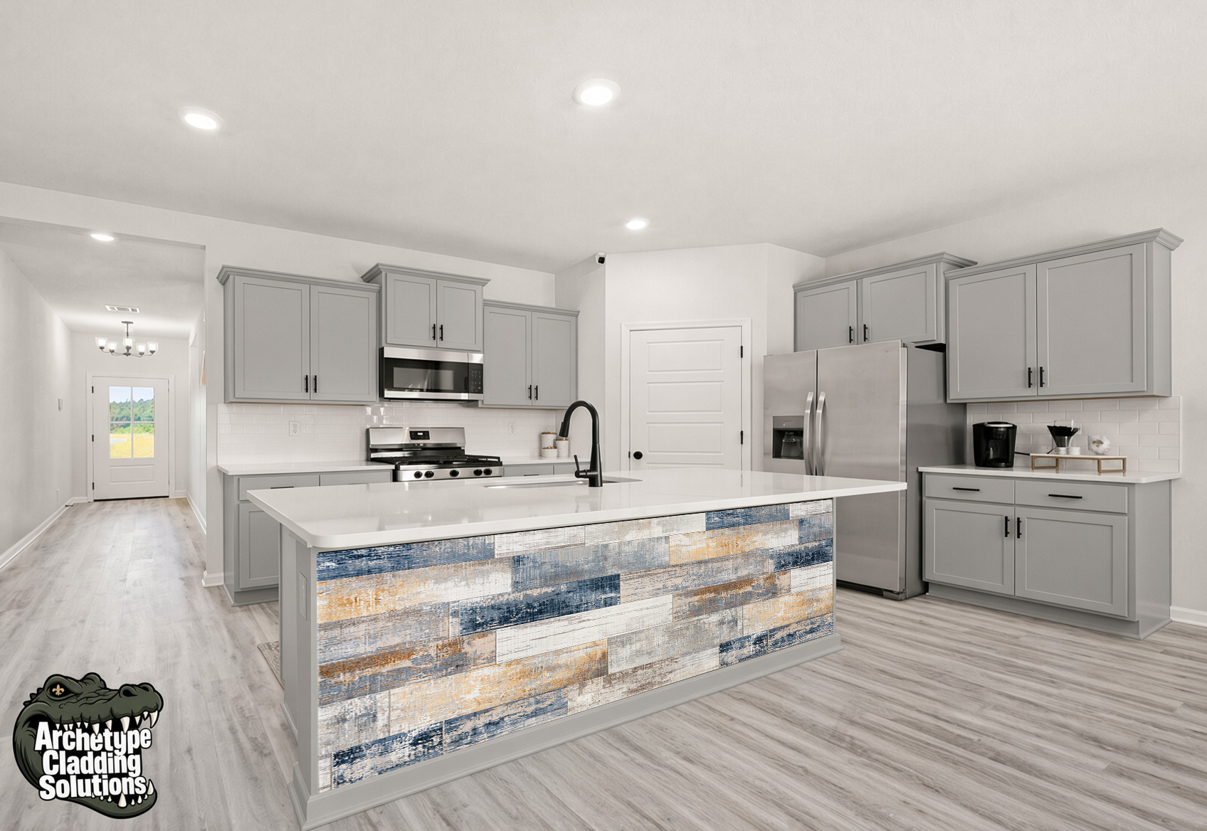 Slate Blue & Ochre Distressed Texture II – Architectural Cladding Panels