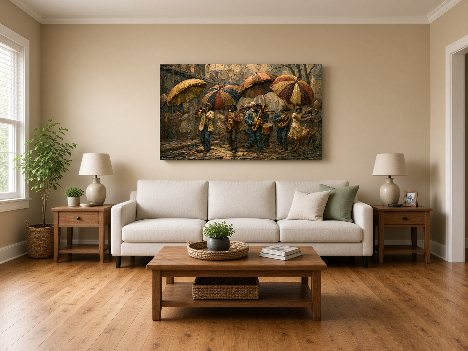 Painterly Wood Intarsia NOLA Second Line Wall Art Print