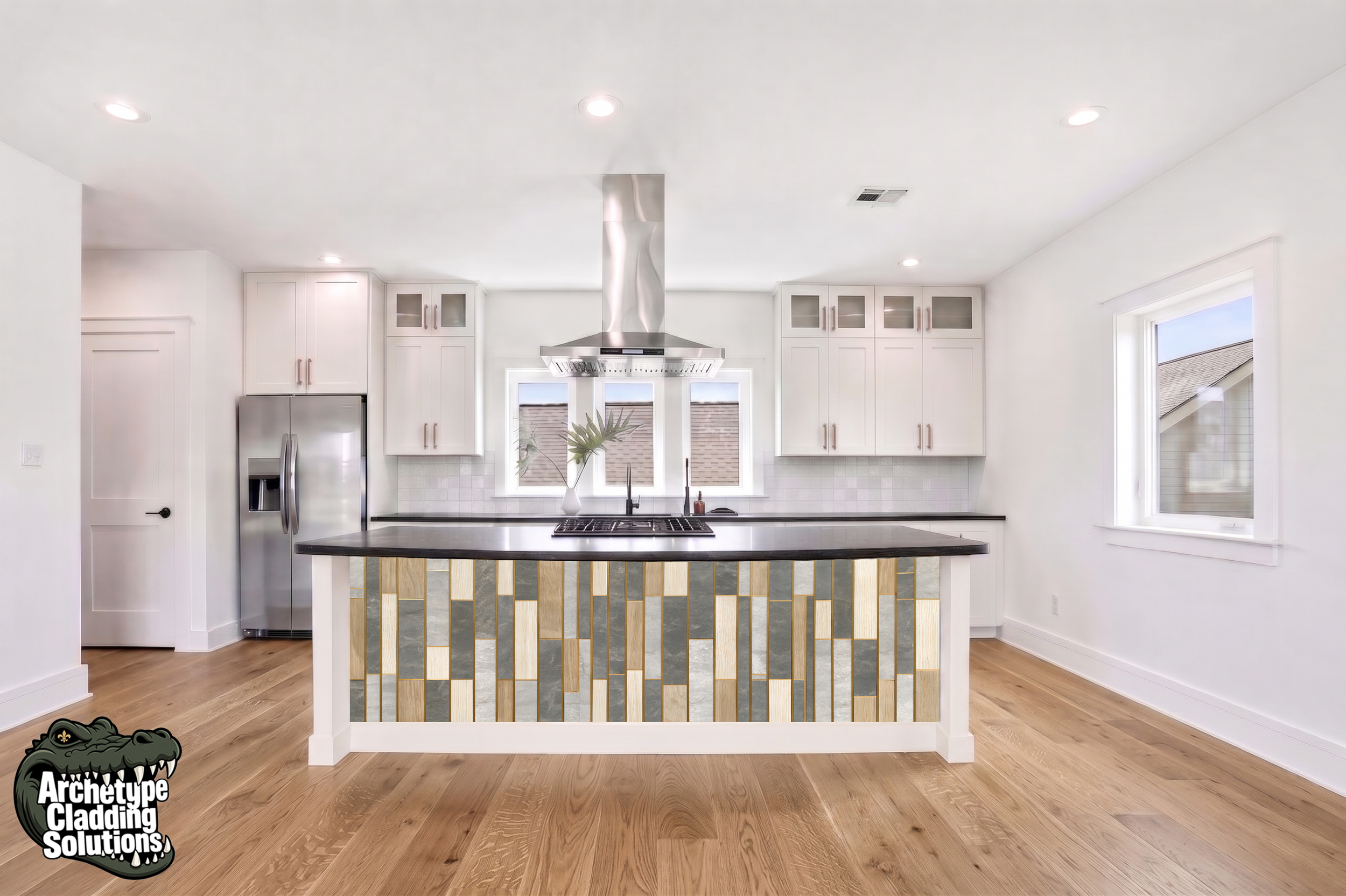Vertical Stone Slats – Architectural Kitchen Island Cladding