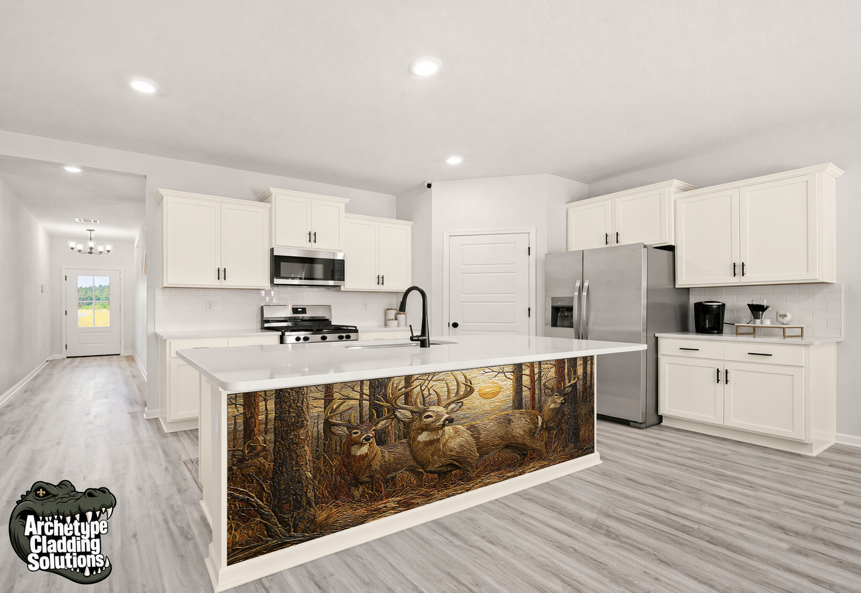 Autumn Whitetail Deer Forest – Architectural Kitchen Island Cladding