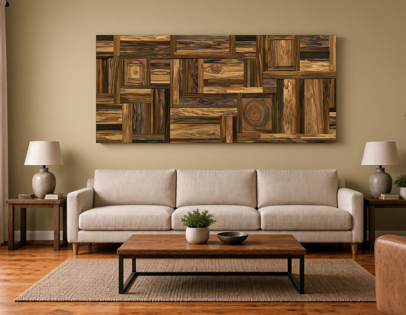 3D Timber Block Grid: Dimensional Wood Marquetry