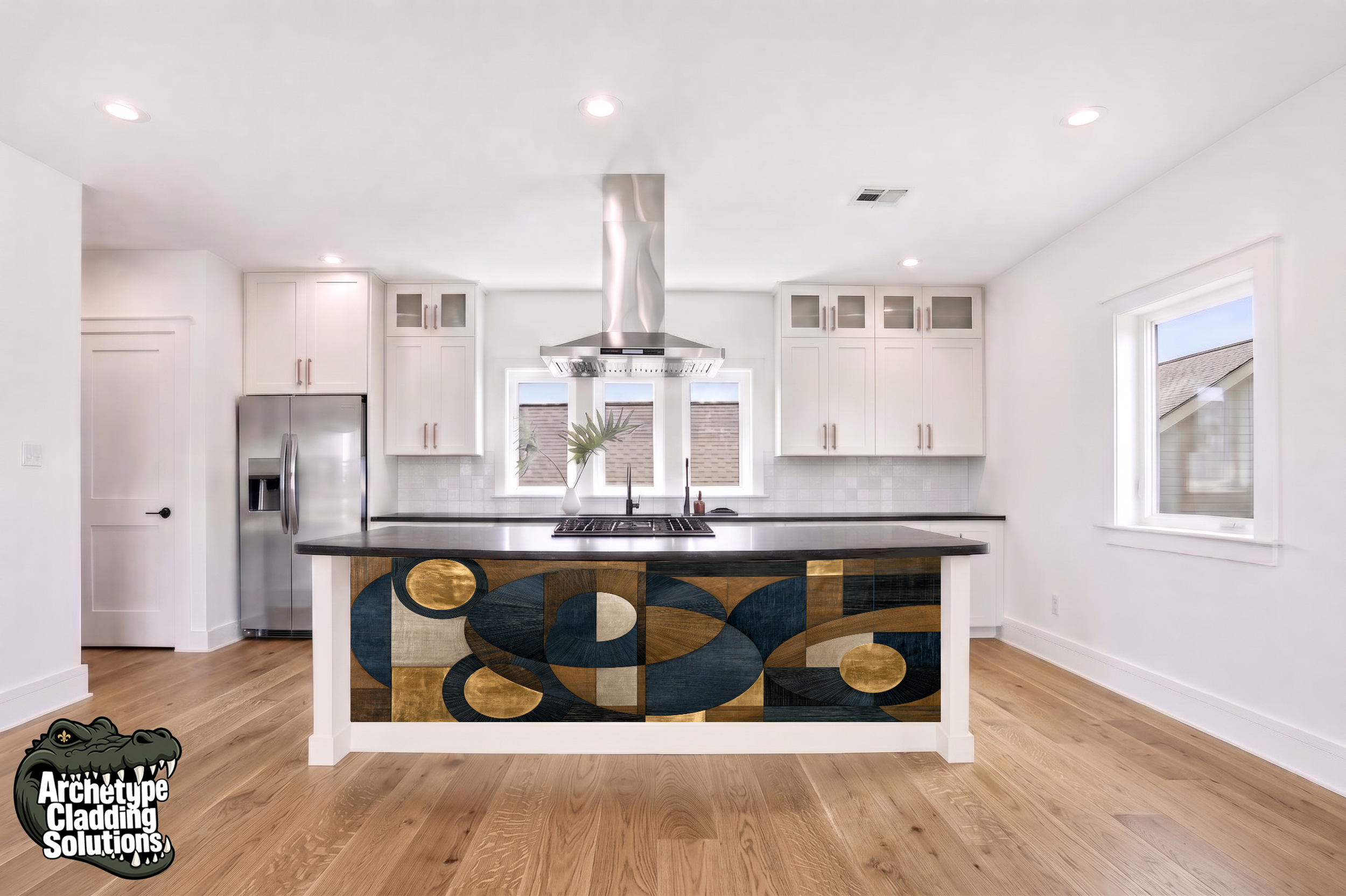 Navy Gold Deco – Architectural Kitchen Island Cladding
