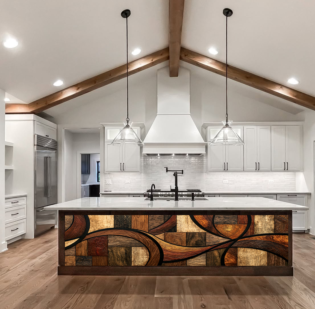 Abstract Mosaic Patchwork – Architectural Kitchen Island Cladding