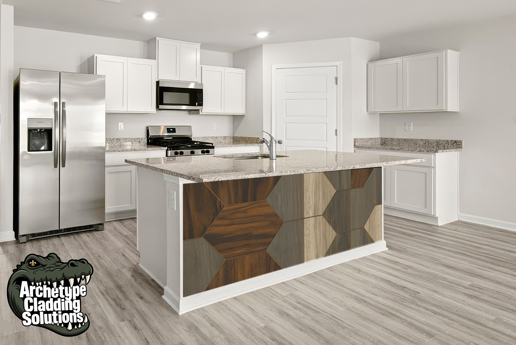 Mixed Tone Hex – Architectural Kitchen Island Cladding