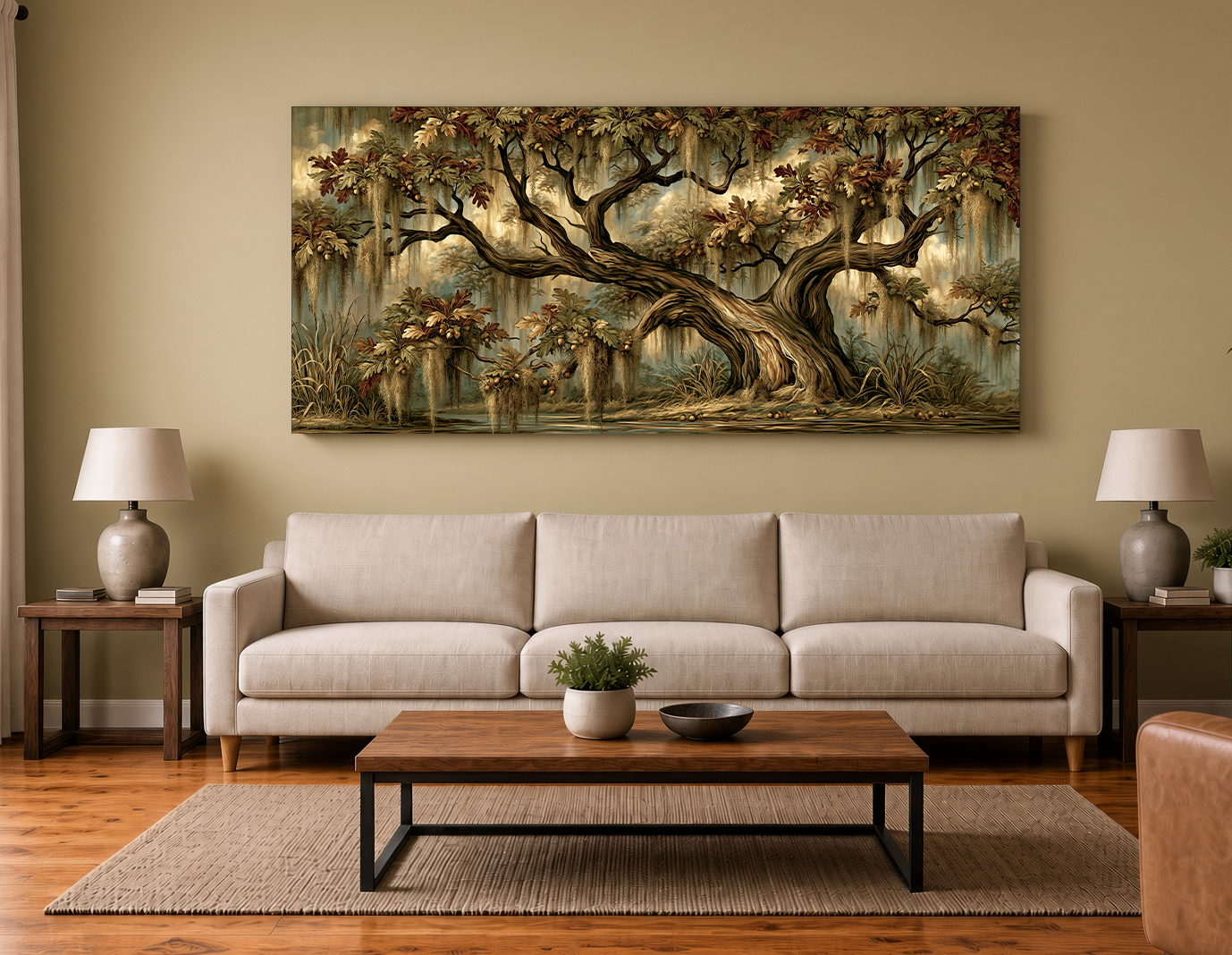 Twilight Live Oak Intarsia Landscape Fine Art Print