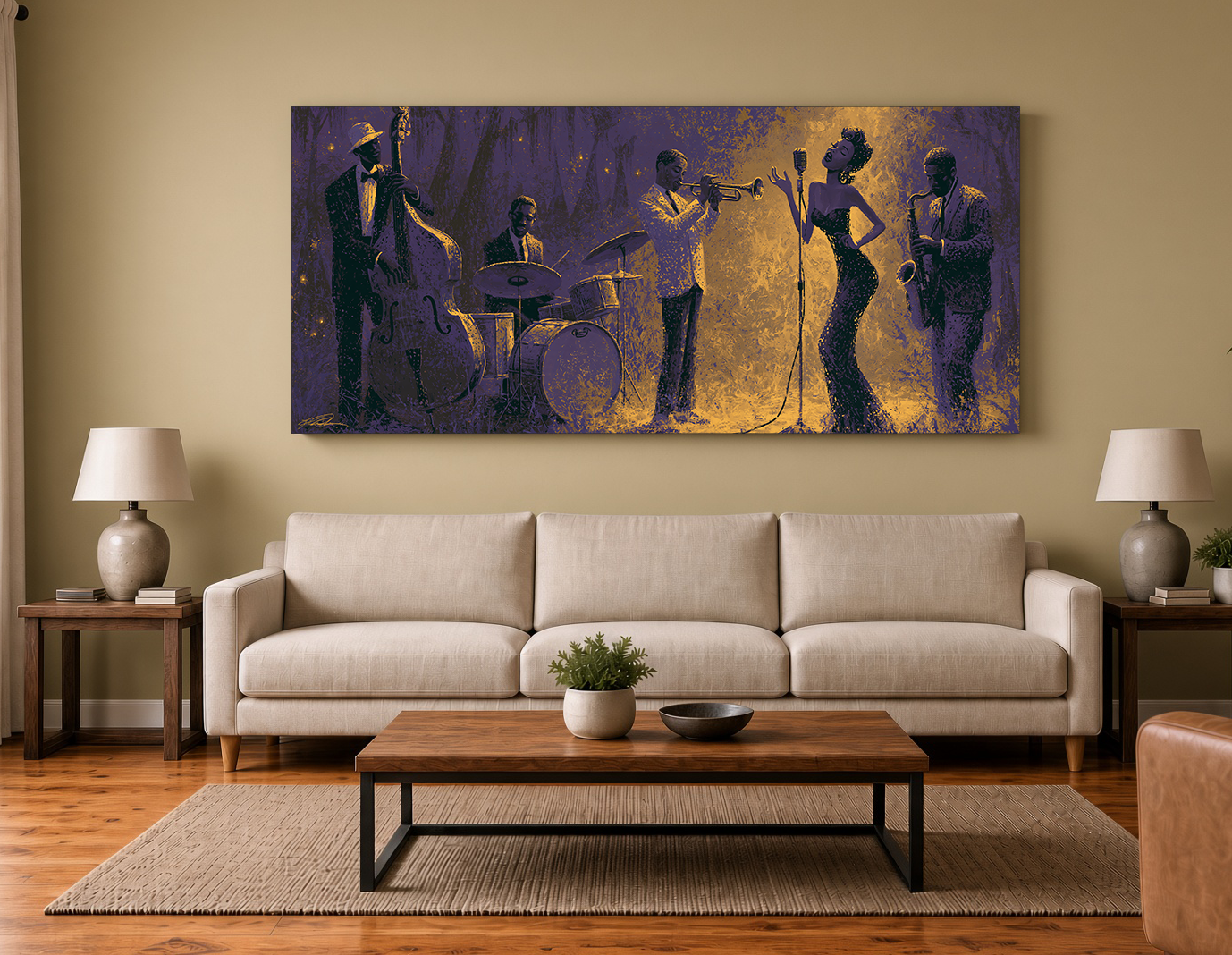 Bayou Jazz Diva & Ensemble Perforated Silhouette Wall Art Print V