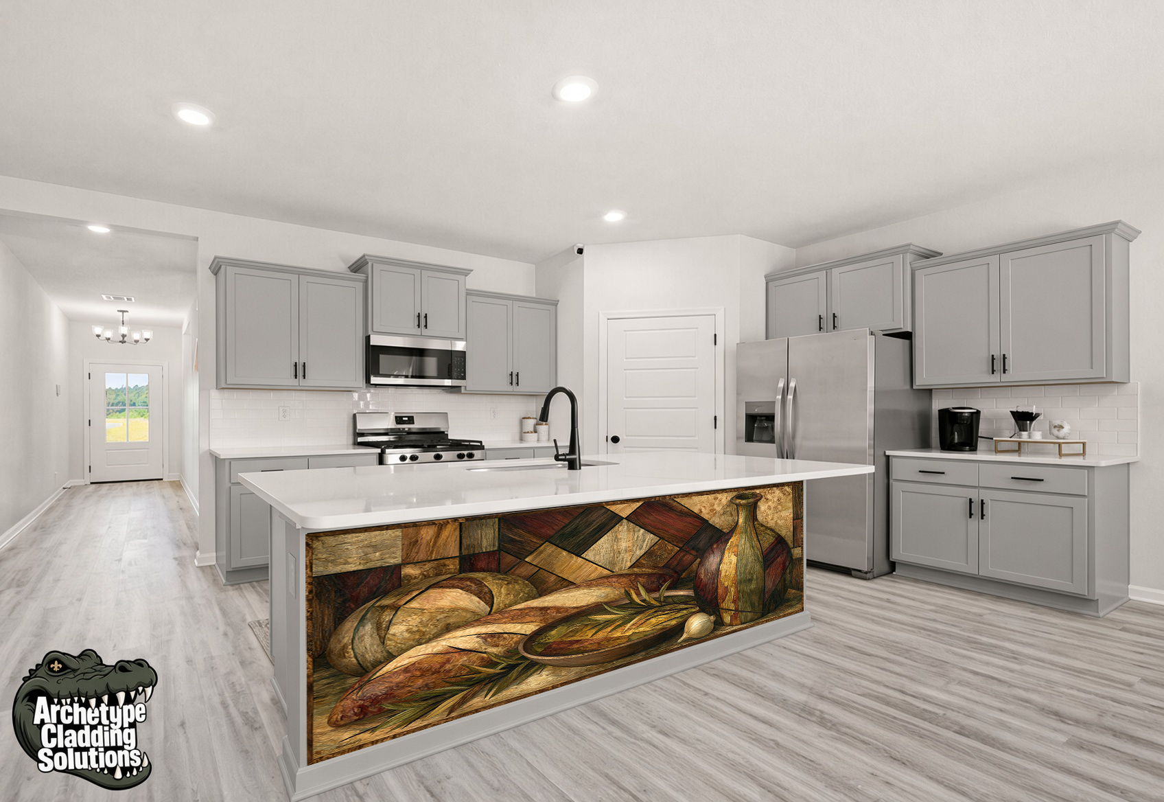 Olive Oil & Crusty Baguette Mosaic – Architectural Kitchen Island Cladding