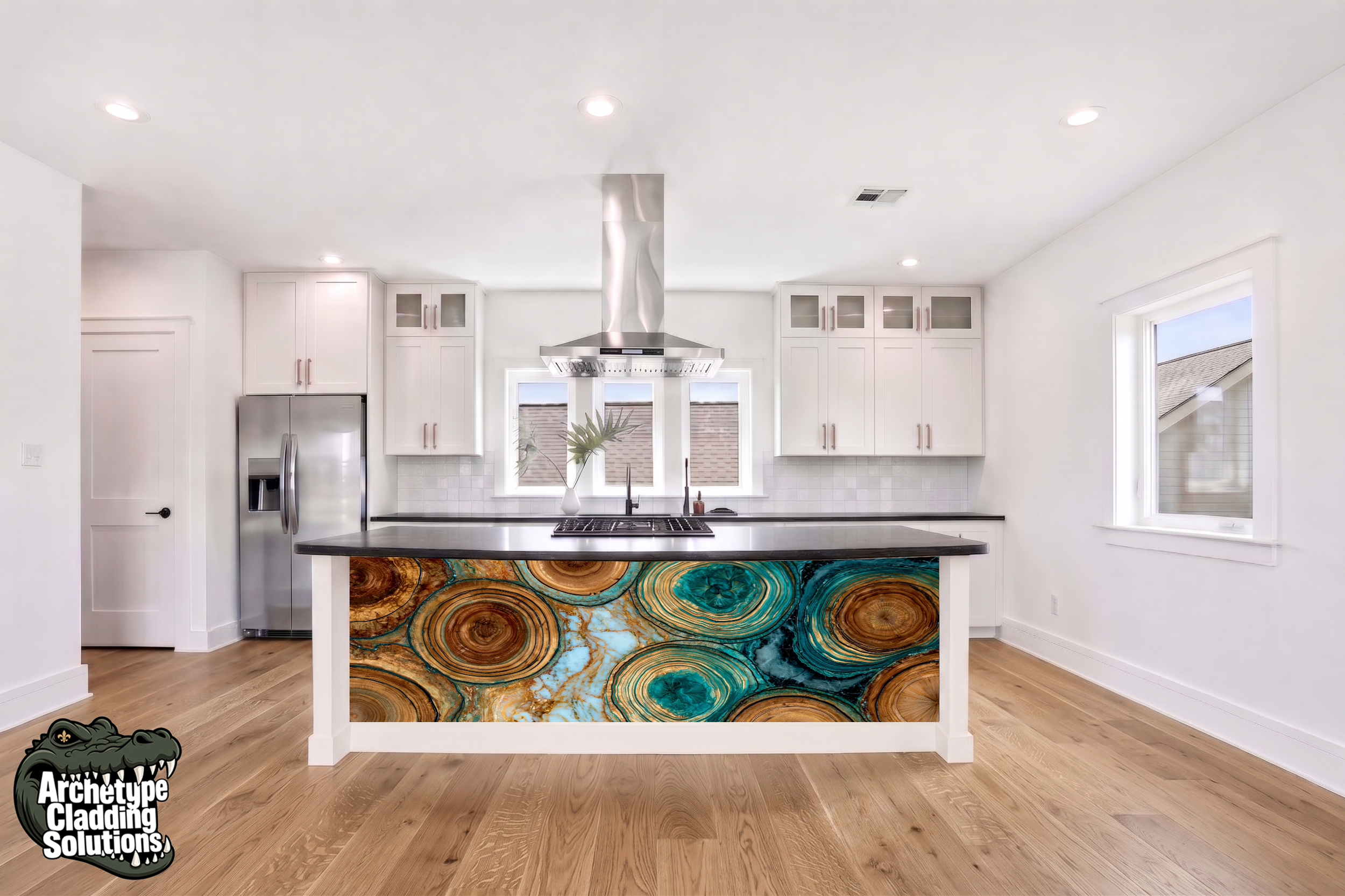 Teal Agate Rings – Architectural Kitchen Island Cladding