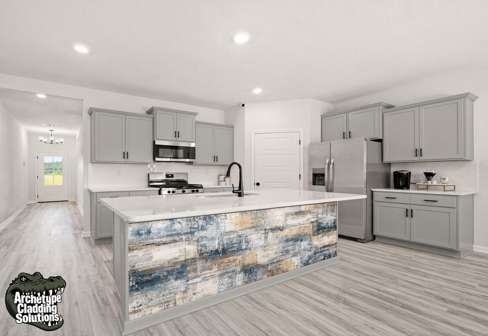 Slate Blue & Ochre Distressed Texture – Architectural Cladding Panels